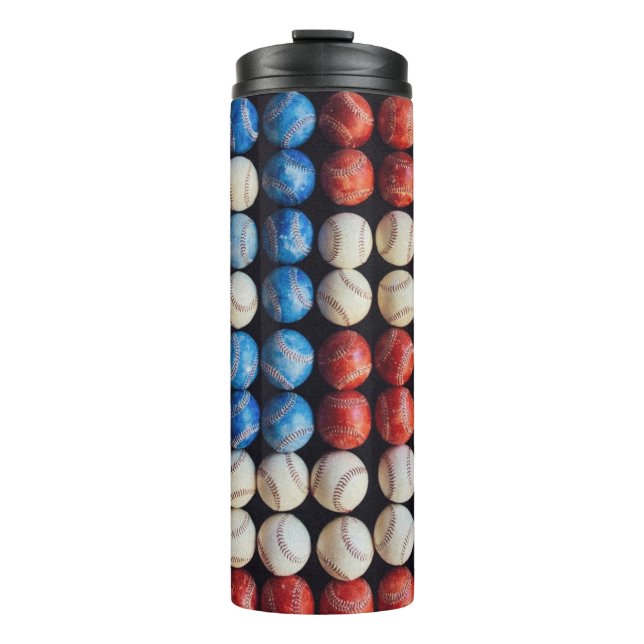 Baseball American Flag Thermal Tumbler (Front)