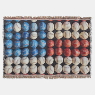 Baseball American Flag Throw Blanket