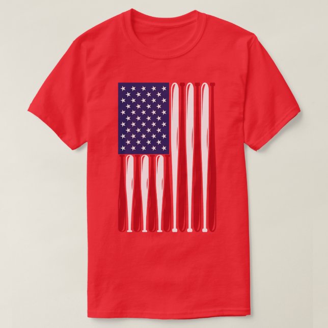 Baseball American Flag Usa T-Shirt (Design Front)