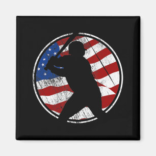 Baseball American Flag - Vintage Baseball Magnet