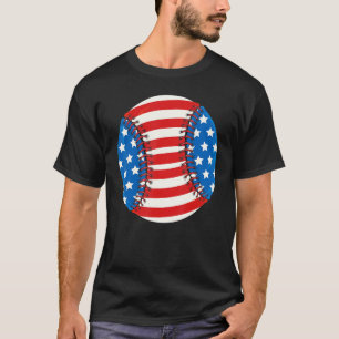 Baseball American USA flag Patriotic Retro Basebal T-Shirt