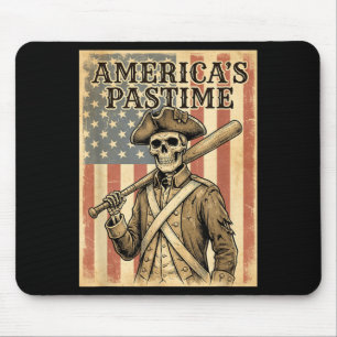 Baseball Americas Pastime Patriotic Skeleton Mouse Mat