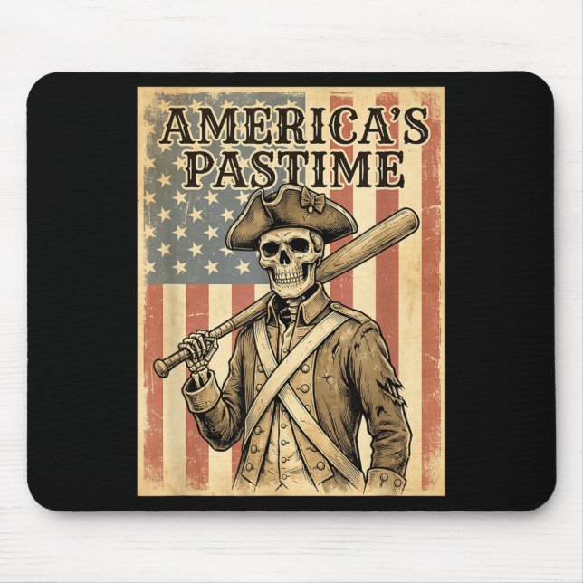 Baseball Americas Pastime Patriotic Skeleton Mouse Mat (Front)