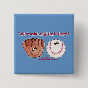 Baseball and Baseball Glove Team 15 Cm Square Badge