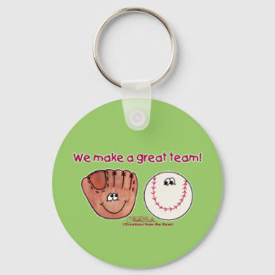 Baseball and Baseball Glove Team Key Ring