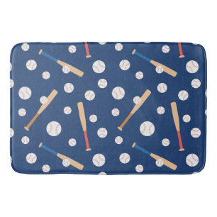 Baseball and Bat Sports Pattern Bath Mat