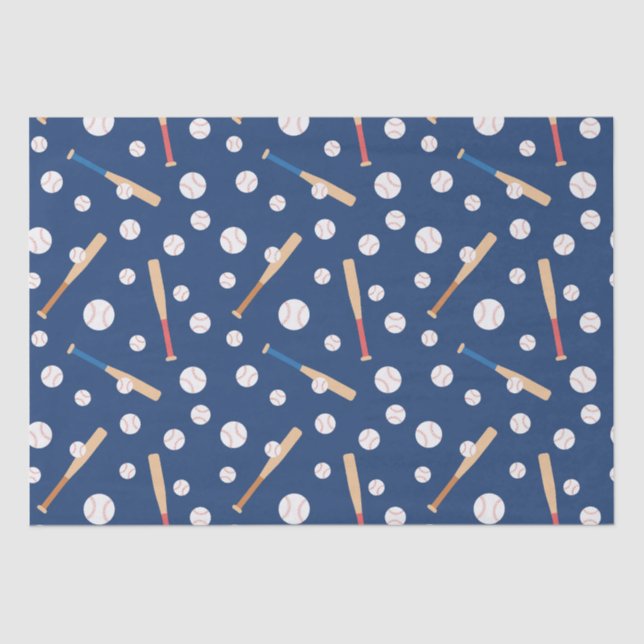 Baseball and Bat Sports Pattern Birthday Tissue Paper (Front)