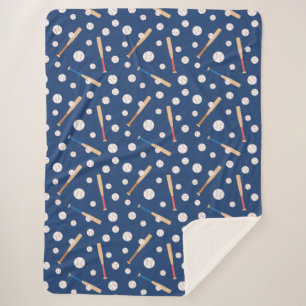 Baseball and Bat Sports Pattern Sherpa Blanket