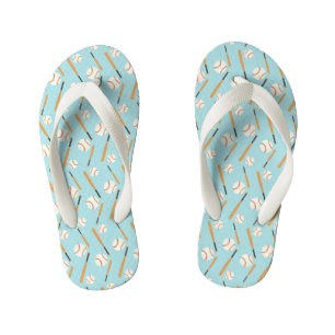 Baseball and Bats Pattern Boys  Kid's Flip Flops