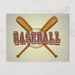 Baseball and Crossed Baseball Bats Postcard