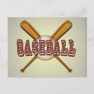 Baseball and Crossed Baseball Bats Postcard