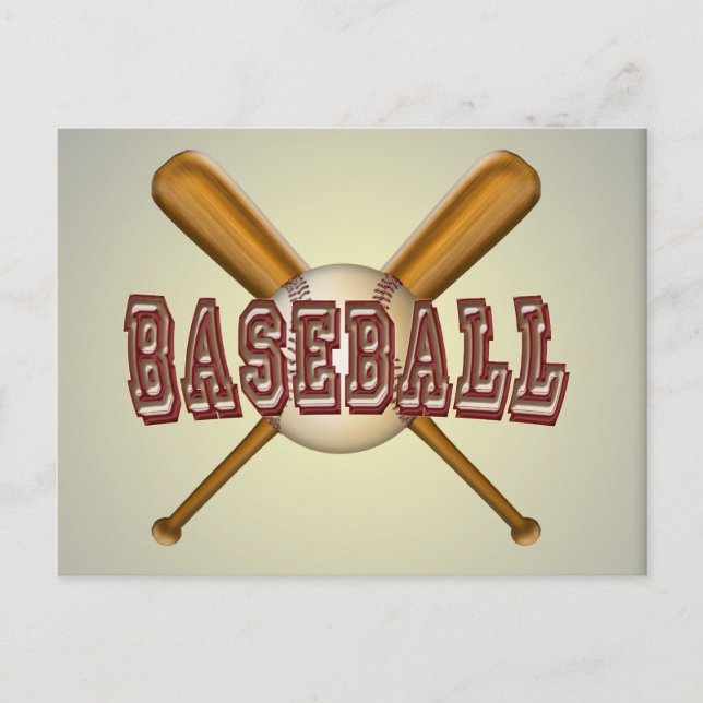 Baseball and Crossed Baseball Bats Postcard (Front)