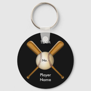 Baseball and Crossed Bats Customisable Key Ring