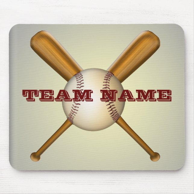 Baseball and Crossed Bats Customisable Mouse Mat (Front)