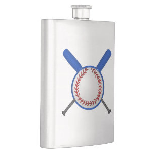 Baseball and Crossed Bats Hip Flask