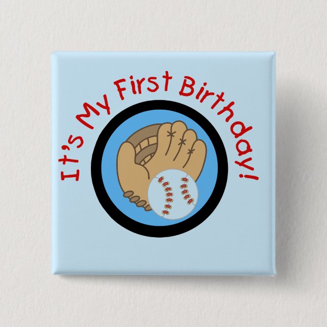 Baseball and Glove 1st Birthday Tshirts and Gifts 15 Cm Square Badge (Front)