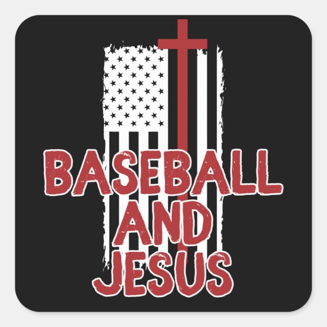 Baseball And Jesus Christian Square Sticker (Front)