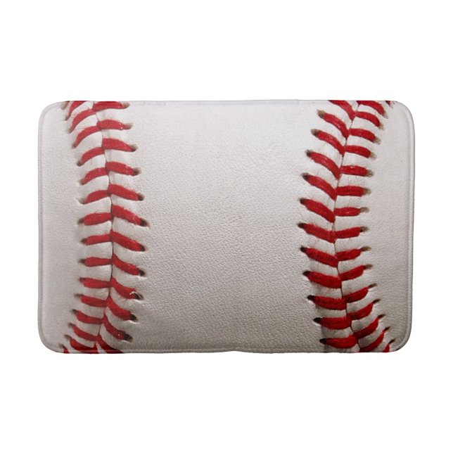 Baseball and Softball Red Stitching Bath Mat (Front)