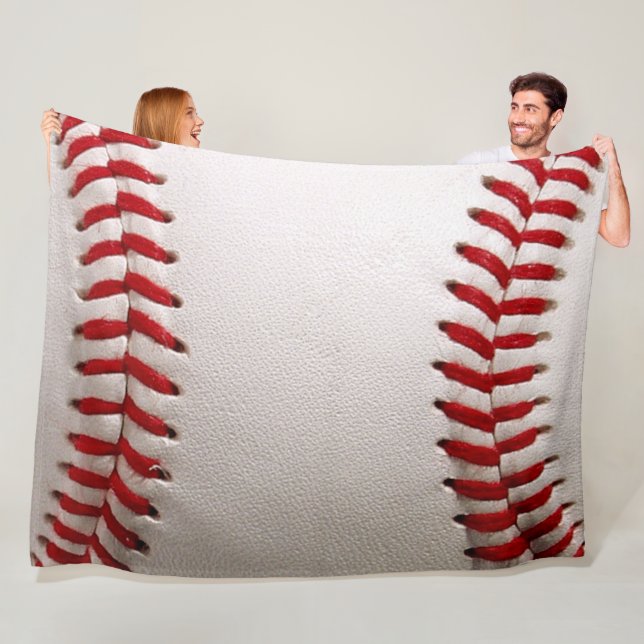 Baseball and Softball Red Stitching Fleece Blanket (In Situ)