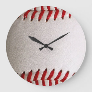 Baseball and Softball Red Stitching Large Clock