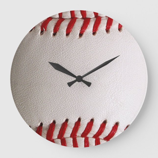 Baseball and Softball Red Stitching Large Clock (Front)