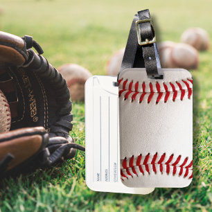 Baseball and Softball Red Stitching Luggage Tag