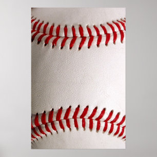 Baseball and Softball Red Stitching Poster