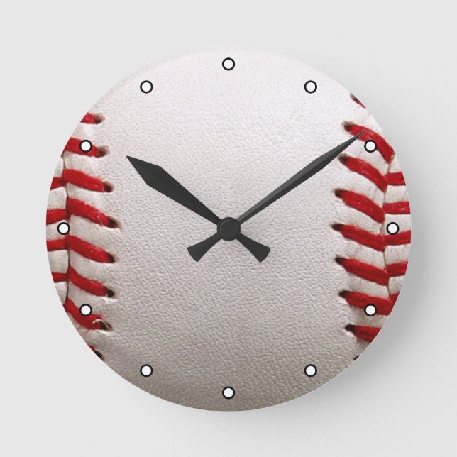 Baseball and Softball Red Stitching Round Clock (Front)