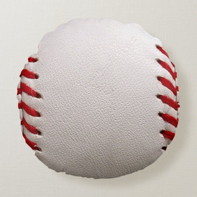 Baseball and Softball Red Stitching Round Cushion (Front)