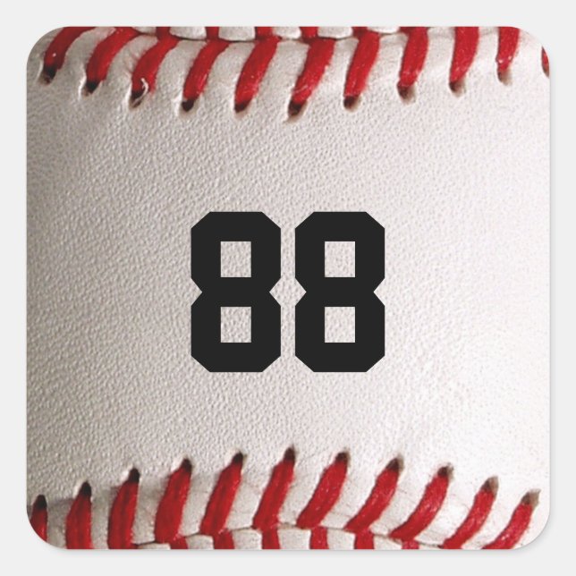 Baseball and Softball Red Stitching Square Sticker (Front)