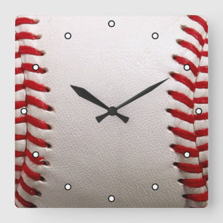 Baseball and Softball Red Stitching Square Wall Clock