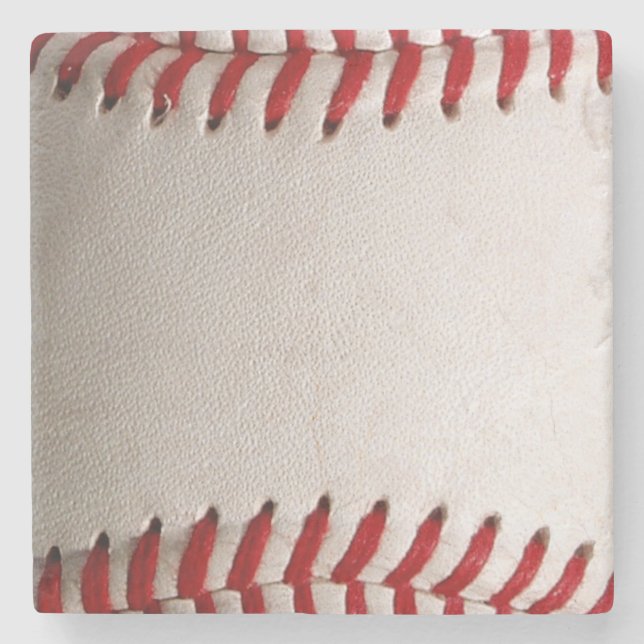 Baseball and Softball Red Stitching Stone Coaster (Front)