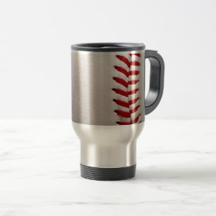 Baseball and Softball Red Stitching Travel Mug