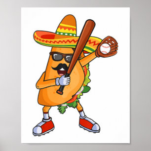 Baseball and Tacos Dabbing Cinco de Mayo for kids  Poster