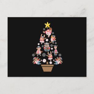 Baseball Animals Christmas Tree Postcard