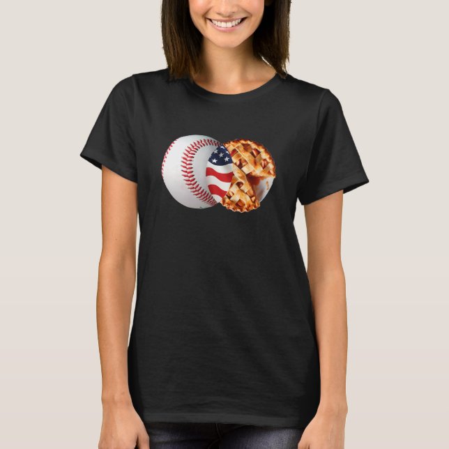 Baseball Apple Pie American Flag July 4th USA Men  T-Shirt (Front)