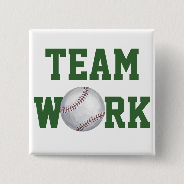 Baseball Art Team Work 15 Cm Square Badge (Front)
