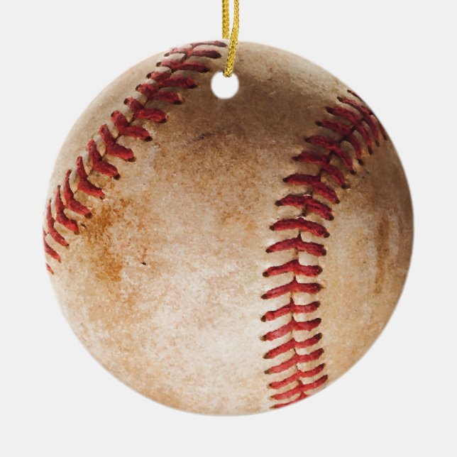 Baseball Artwork Ceramic Tree Decoration (Front)