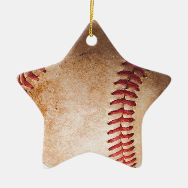 Baseball Artwork Ceramic Tree Decoration (Front)