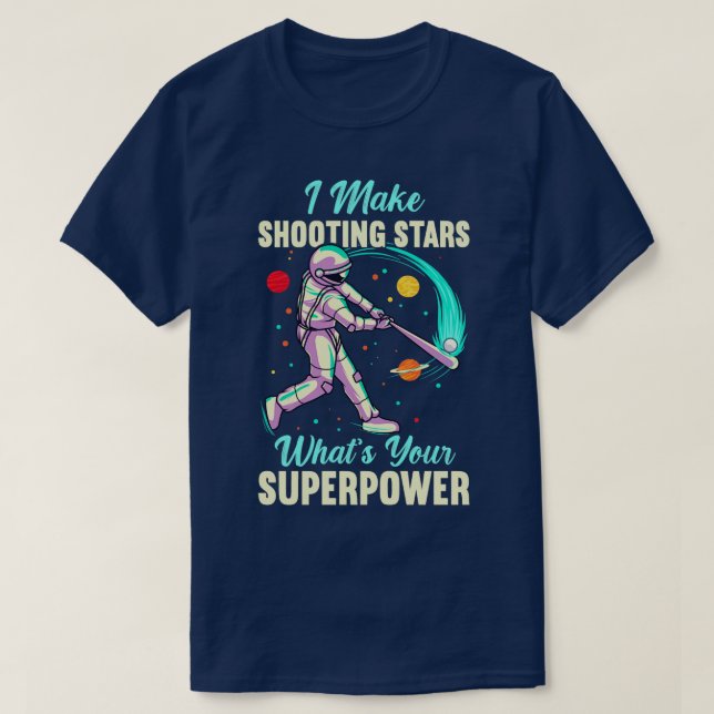Baseball Astronaut Space Shooting Softball Batter  T-Shirt (Design Front)