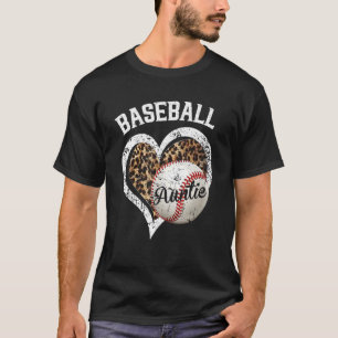 Baseball Auntie Leopard Baseball Player T-Shirt