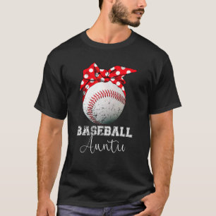 Baseball Auntie Vintage Messy Bun Ball Mothers Da T-Shirt