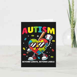 Baseball Autism Awareness Colourful Puzzle Heart F Card