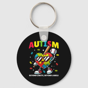 Baseball Autism Awareness Colourful Puzzle Heart F Key Ring