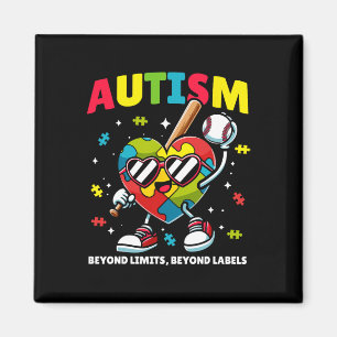 Baseball Autism Awareness Colourful Puzzle Heart F Magnet