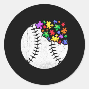Baseball Autism Puzzle Men Women Kids Autism Aware Classic Round Sticker