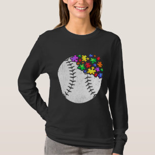 Baseball Autism Puzzle Men Women Kids Autism Aware T-Shirt