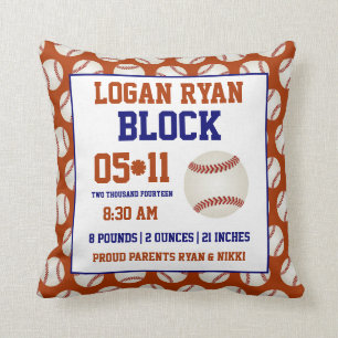 Baseball Baby Birth Announcement Pillow