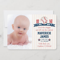Baseball Baby Birth Announcement with Photos