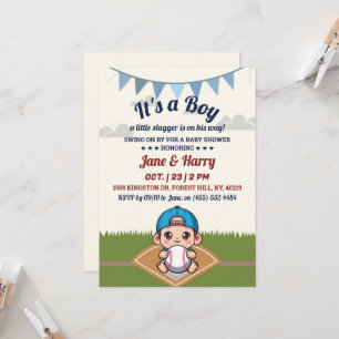 Baseball Baby Boy Shower Invitation Little Slugger